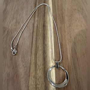 Silver Open Medallion Robe Style Necklace